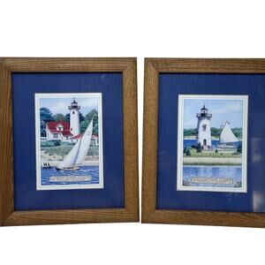 Dana Gaines Framed Martha’s Vineyard Light Houses